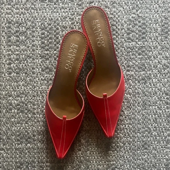 Franco Sarto Vibrant Red Pointed Mules - Picture 1 of 8